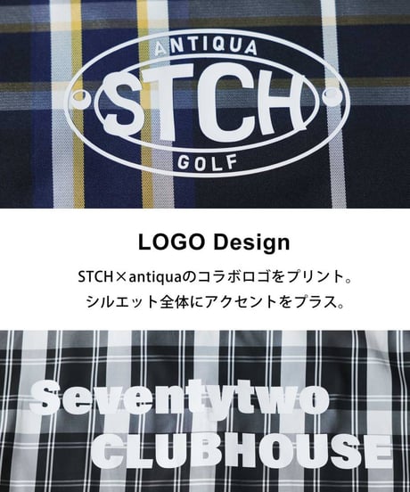 【ANTIQUAGOLF×STCH】 Check Logo Tops-navy