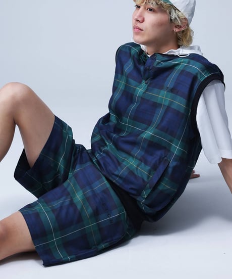 【ANTIQUAGOLF×STCH】UNISEX（ユニセックス）check half pants-green