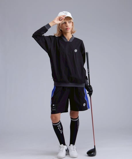 【ANTIQUAGOLF×STCH】v-neck logo tops-black