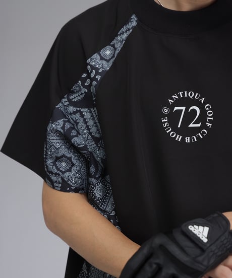 【ANTIQUAGOLF×STCH】UNISEX(ユニセックス)paisley×logo tops-black