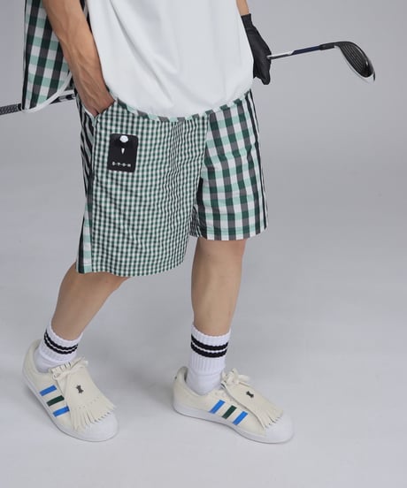 【ANTIQUAGOLF×STCH】UNISEX(ユニセックス)check half pants-green
