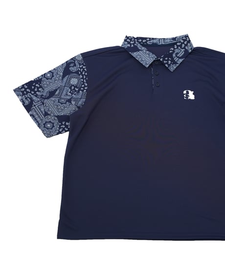 【 ANTIQUAGOLF×STCH 】paisley pattern polo-navy