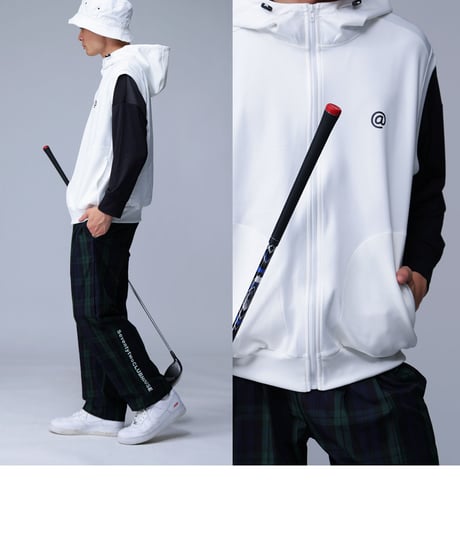 【ANTIQUAGOLF×STCH】UNISEX（ユニセックス）hoody logo vest-white
