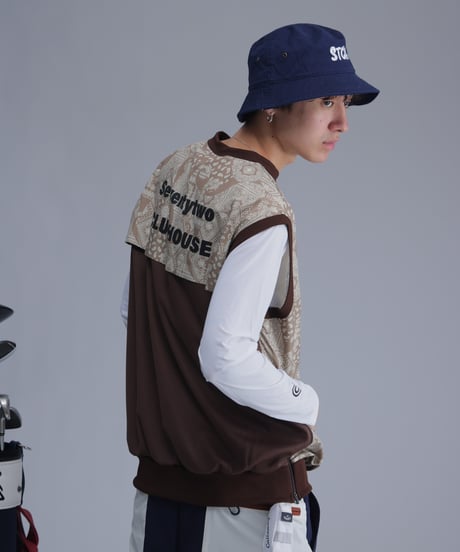 【 ANTIQUAGOLF×STCH 】paisley pattern vest-brown
