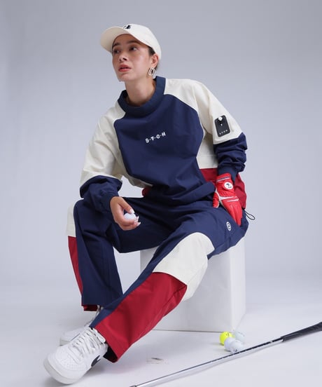 【ANTIQUAGOLF×STCH】Color Block Pullover-navy