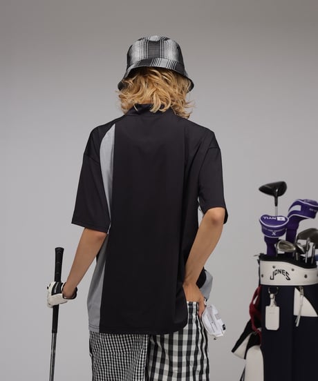 【 ANTIQUAGOLF×STCH 】Asymmetry Logo Tops-black