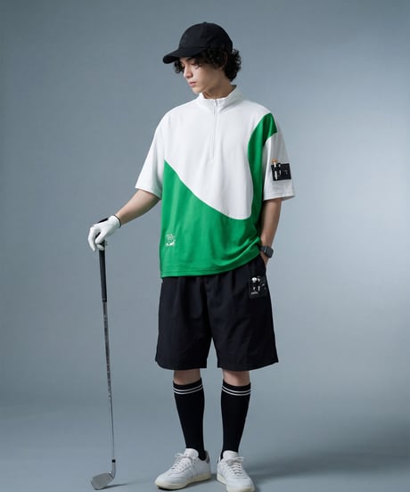 【ANTIQUA GOLF×STCH】Color block Tops-greenmix