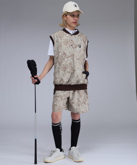【 ANTIQUAGOLF×STCH 】paisley pattern vest-brown