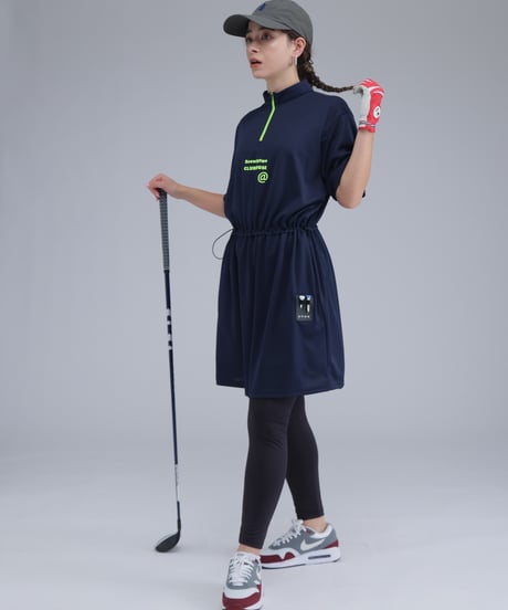 【 ANTIQUAGOLF×STCH 】mesh drost onepiece-navy