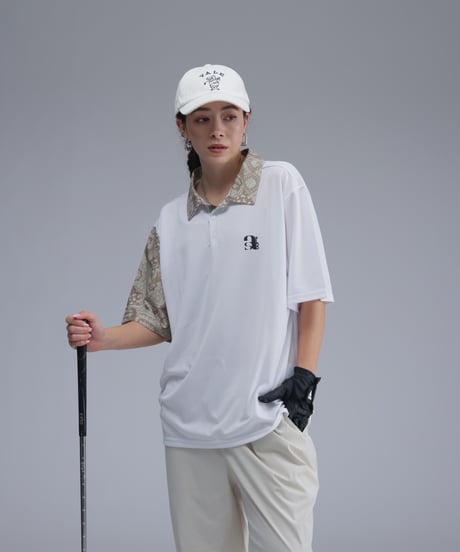 【 ANTIQUAGOLF×STCH 】paisley pattern polo-beige