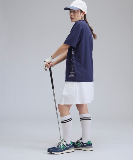 【ANTIQUAGOLF×STCH】UNISEX(ユニセックス)side logo mockneck tops-navy