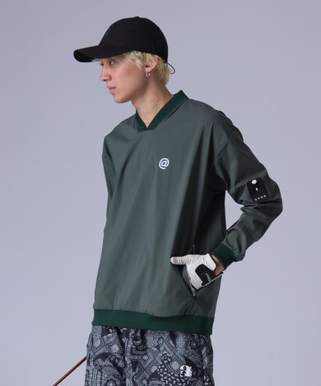 【ANTIQUAGOLF×STCH】v-neck logo tops-green