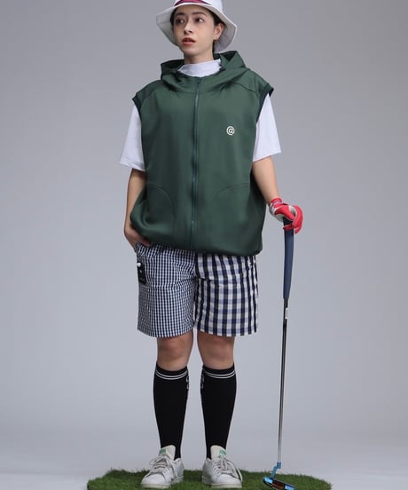 【ANTIQUAGOLF×STCH】UNISEX(ユニセックス)check half pants-navy