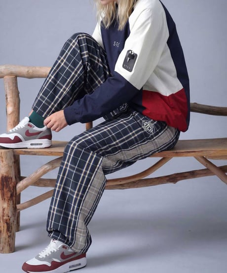 【ANTIQUAGOLF×STCH】 Check Logo Skirt-navy