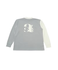 【ANTIQUAGOLF×STCH】UNISEX（ユニセックス）mock neck back logo Tshirt-white×lightgray
