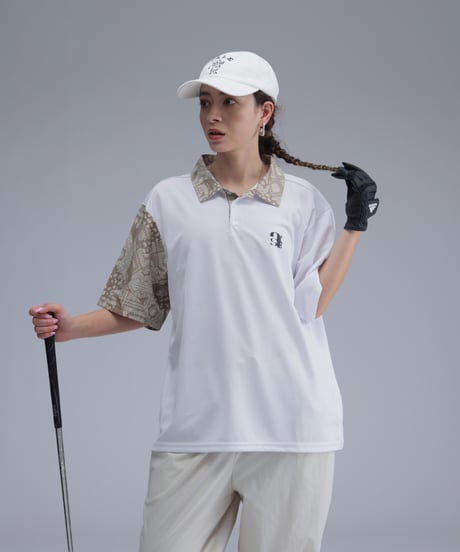 【 ANTIQUAGOLF×STCH 】paisley pattern polo-beige