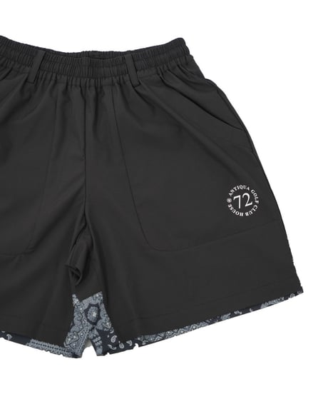 【ANTIQUAGOLF×STCH】UNISEX(ユニセックス)paisley switching halfpants-black