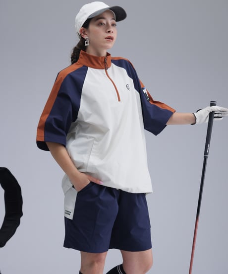 【 ANTIQUAGOLF×STCH 】contrast half pants-offwhite×navy
