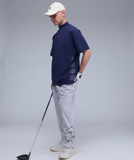 【ANTIQUAGOLF×STCH】UNISEX(ユニセックス)side logo mockneck tops-navy