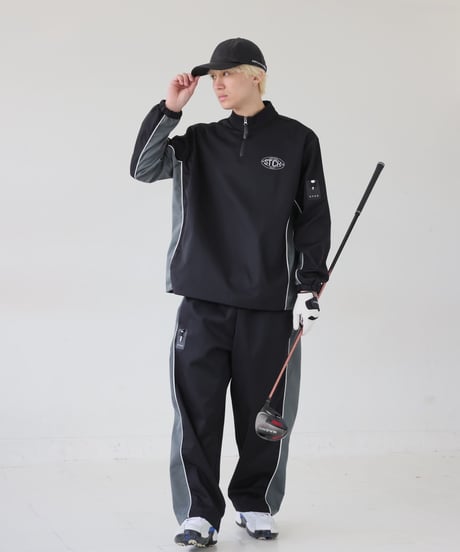 【ANTIQUAGOLF×STCH】 color matching pants-black