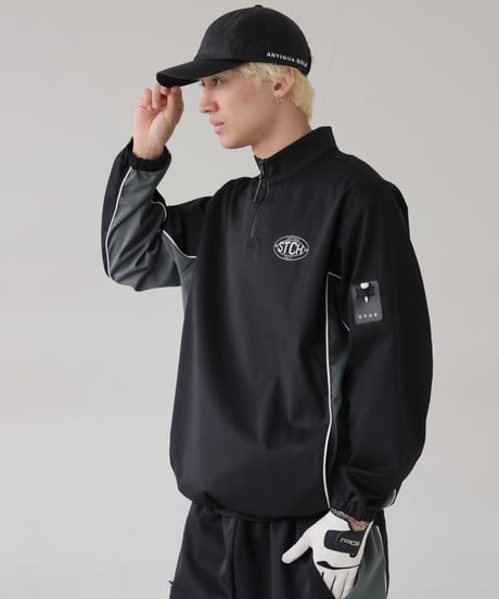 【ANTIQUAGOLF×STCH】 Half Zip LOGO Tops-black