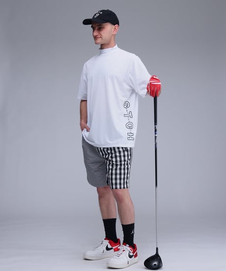 【ANTIQUAGOLF×STCH】UNISEX(ユニセックス)side logo mockneck tops-white