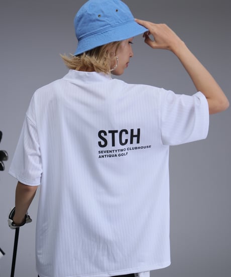 【 ANTIQUAGOLF×STCH 】printed short sleeve tops-white