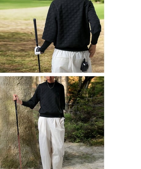 【ANTIQUAGOLF×STCH】dot layered tops-black