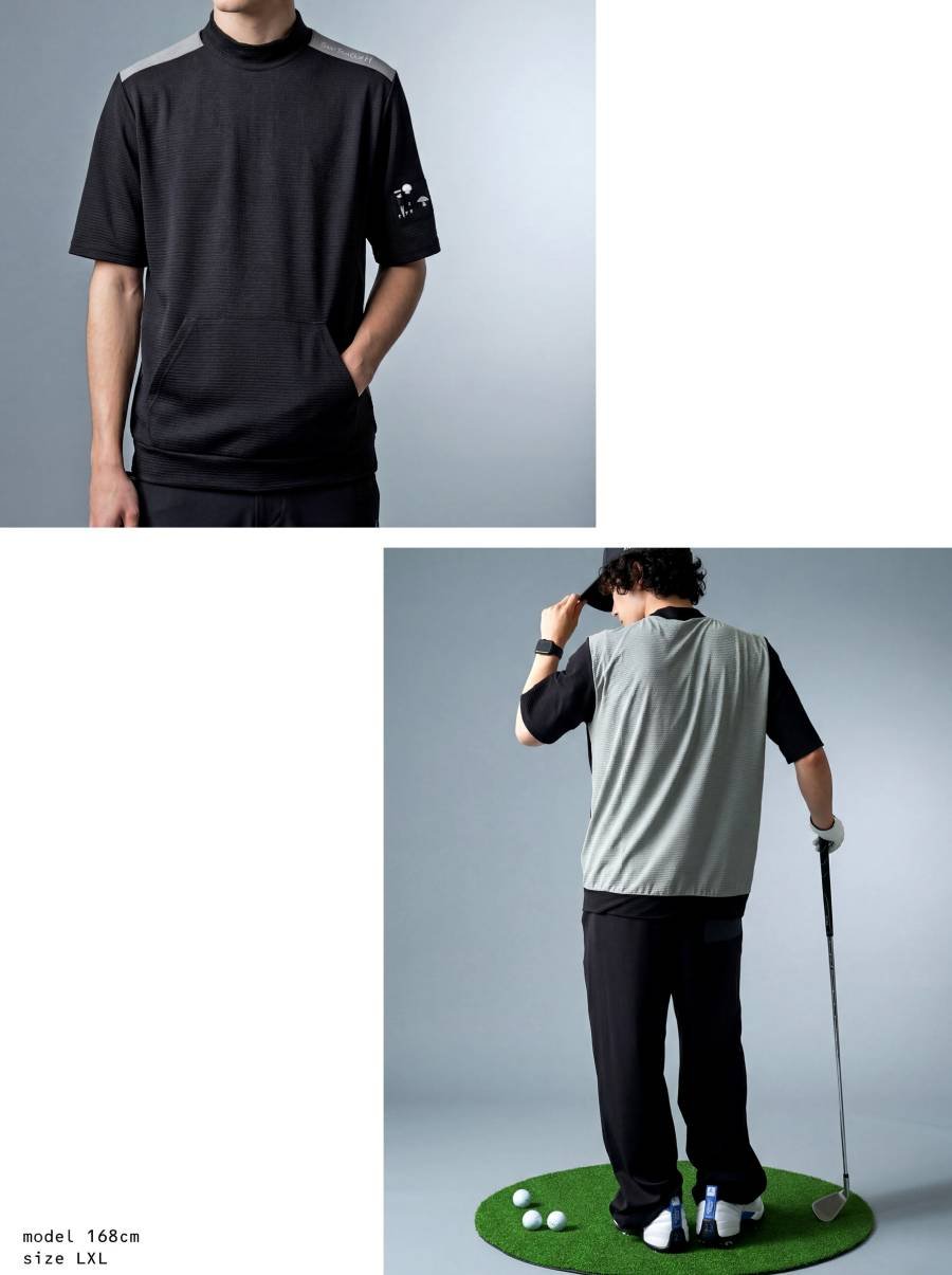ANTIQUA GOLF×STCH】Mock Neck Tops-black | 【公式】S