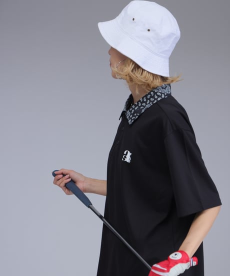【 ANTIQUAGOLF×STCH 】paisley pattern polo-black