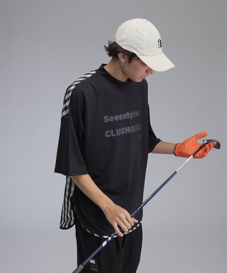 【ANTIQUAGOLF×STCH】UNISEX(ユニセックス)check pattern switching tops-black