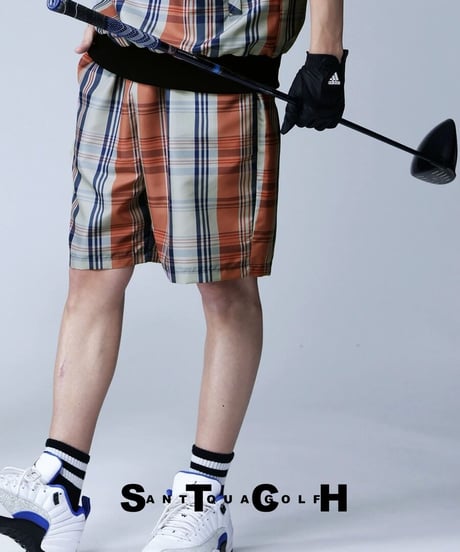 【ANTIQUAGOLF×STCH】UNISEX（ユニセックス）check half pants-red