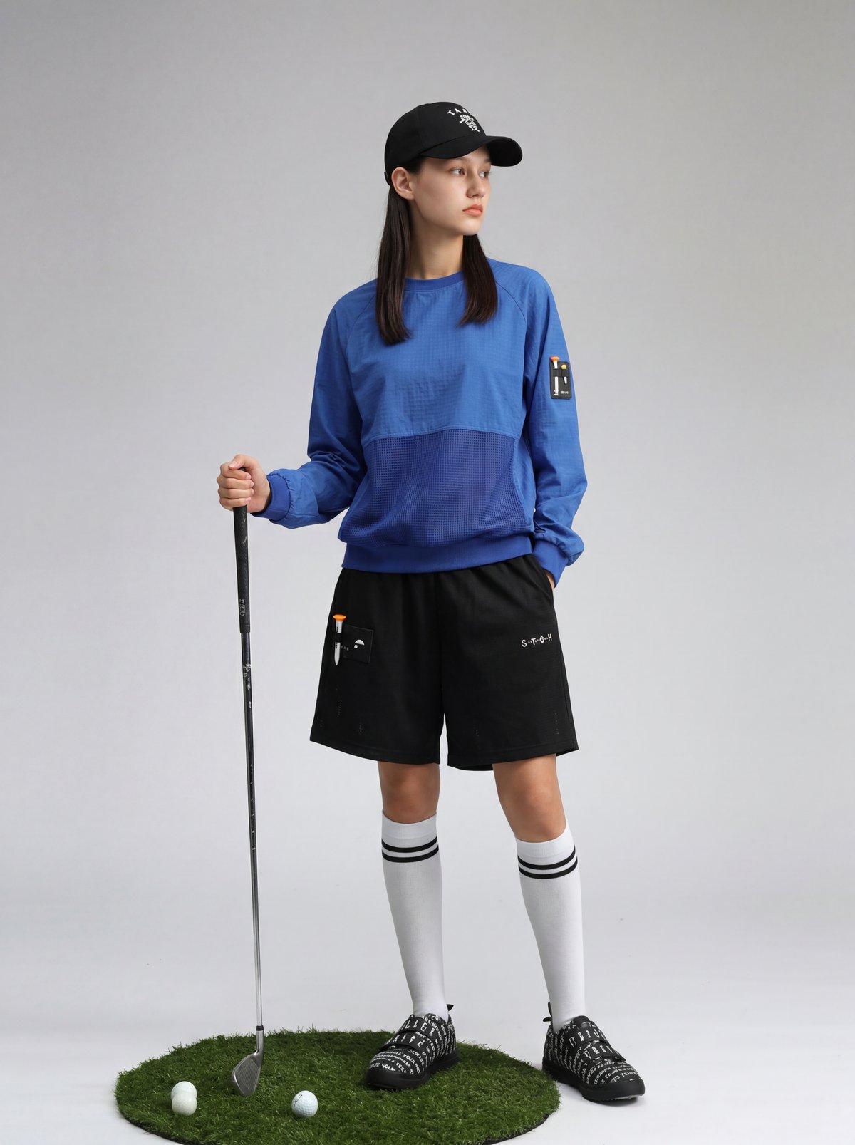 ANTIQUA GOLF×STCH】Seersucker HalfPants-black |