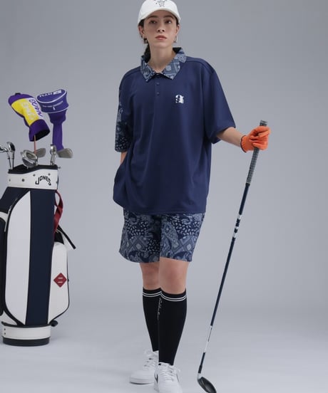 【 ANTIQUAGOLF×STCH 】paisley half pants-navy