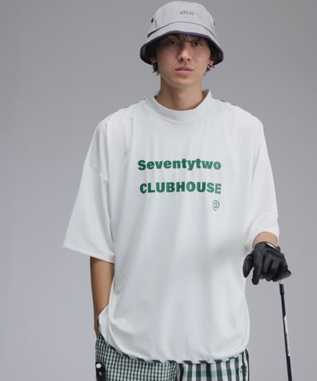 【ANTIQUAGOLF×STCH】UNISEX(ユニセックス)check pattern switching tops-white