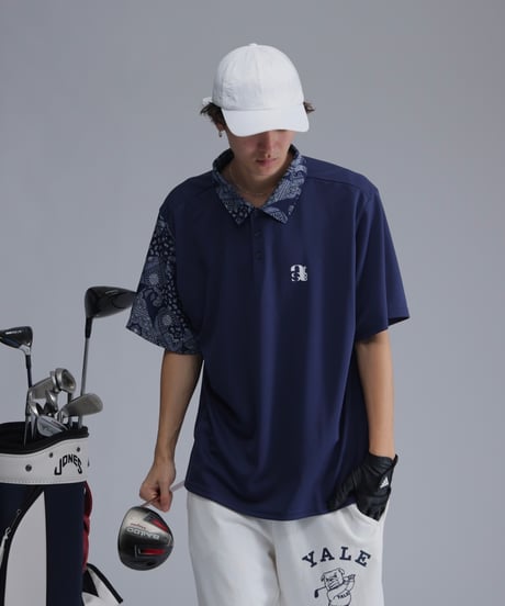 【 ANTIQUAGOLF×STCH 】paisley pattern polo-navy