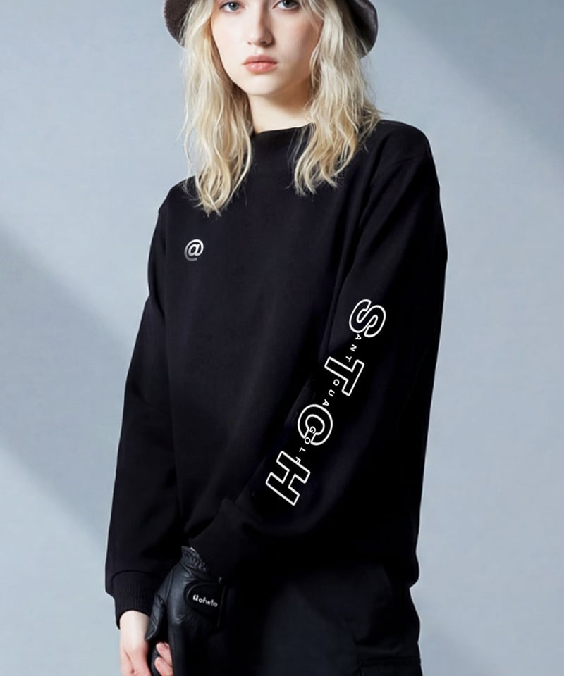 ANTIQUA GOLF×STCH】UNISEX（ユニセックス） ロゴ モックネックT-bl