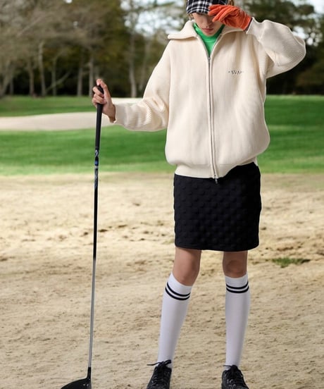 【ANTIQUAGOLF×STCH】dot mini skirt-black