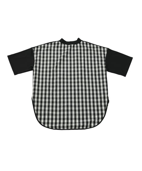 【ANTIQUAGOLF×STCH】UNISEX(ユニセックス)check pattern switching tops-black