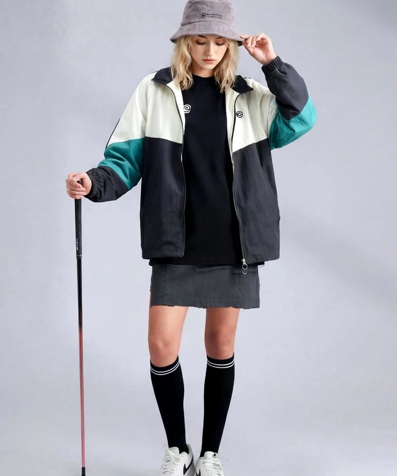 ANTIQUA GOLF×STCH】UNISEX（ユニセックス） ロゴ モックネックT-wh