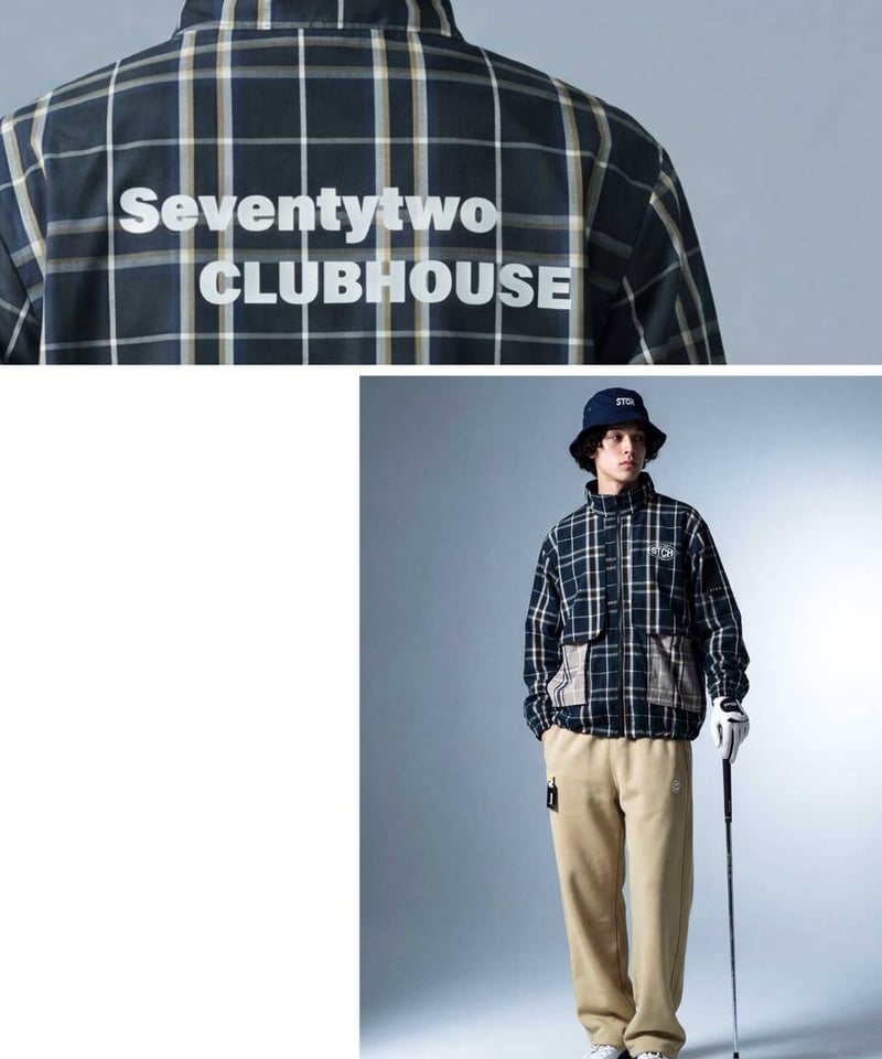 二年間大事に使ってました。新品同様です ANTIQUAGOLF×STCH】 Check Logo Tops-navy | 【公式】S