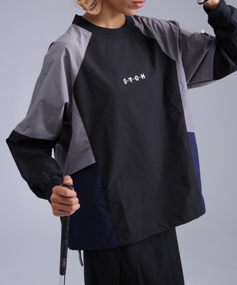 ANTIQUAGOLF×STCH】)zip pocket logo-black ANTIQUAGOLF×STCH】Color Block Pullover-black |