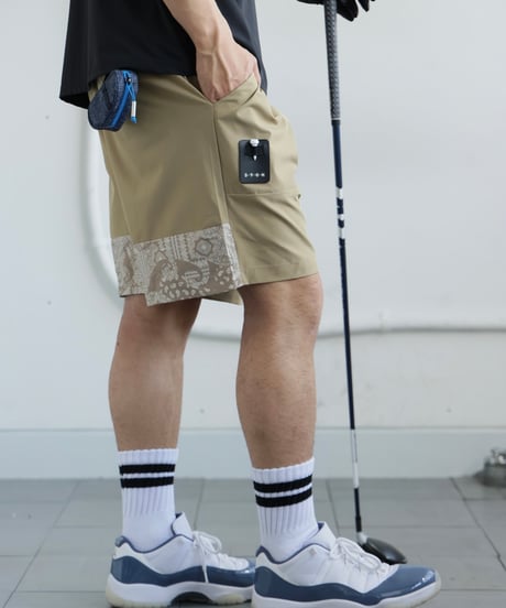 【ANTIQUAGOLF×STCH】UNISEX(ユニセックス)paisley switching halfpants-baige
