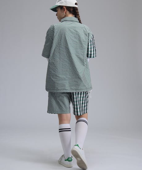 【ANTIQUAGOLF×STCH】UNISEX(ユニセックス)check half pants-green