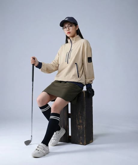 【ANTIQUA GOLF × STCH】Logo Half-Zip-beige