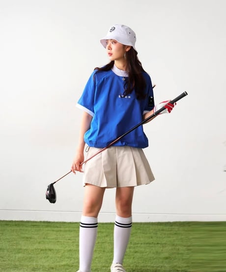 【ANTIQUAGOLF×STCH】UNISEX（ユニセックス）ribbed coler tops-blue