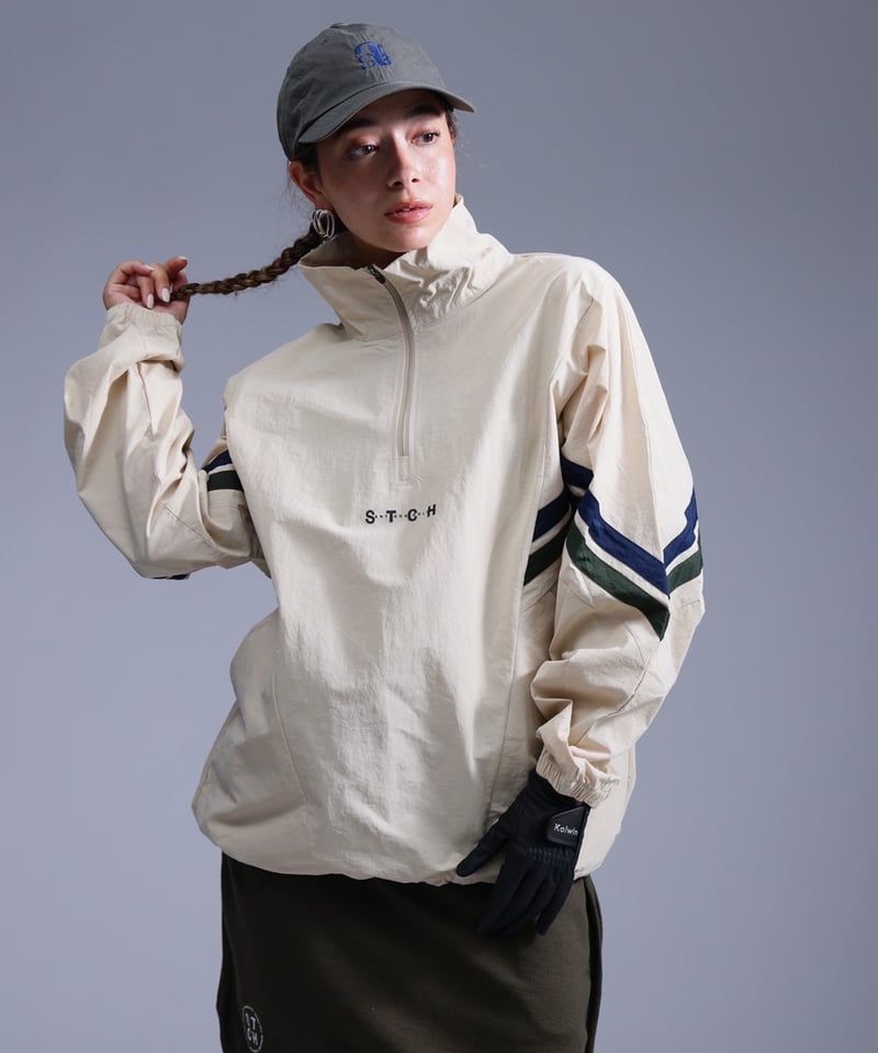 ANTIQUAGOLF×STCH】Line design Pullover-beige |