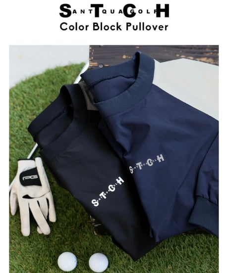 【ANTIQUAGOLF×STCH】Color Block Pullover-black