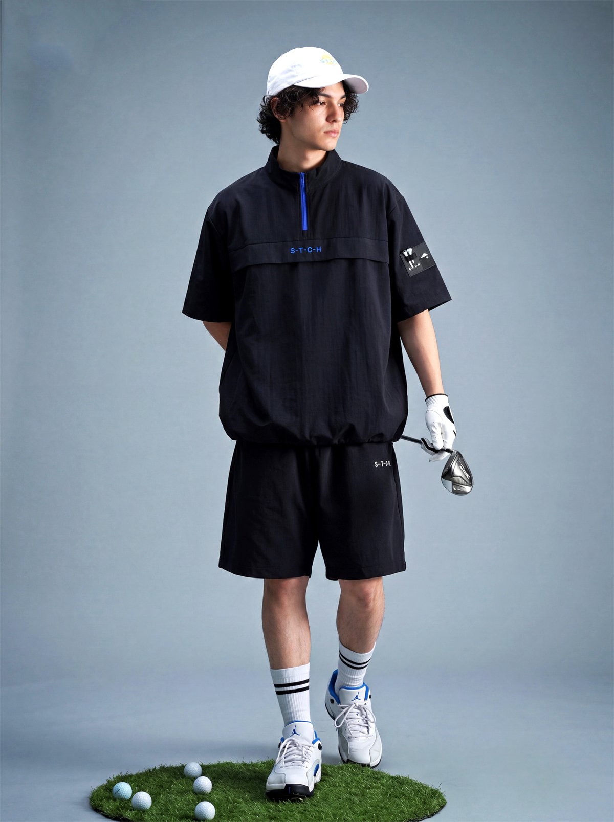 ANTIQUA GOLF×STCH】Half-Zip pullover-black | 【公