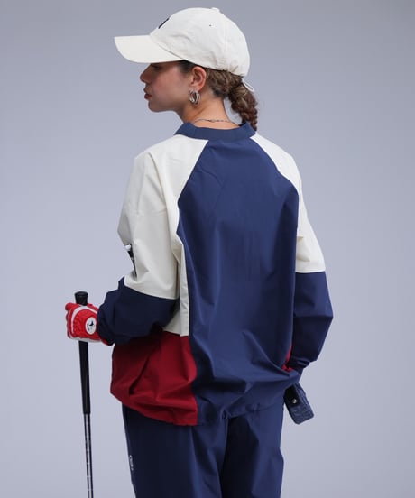 【ANTIQUAGOLF×STCH】Color Block Pullover-navy